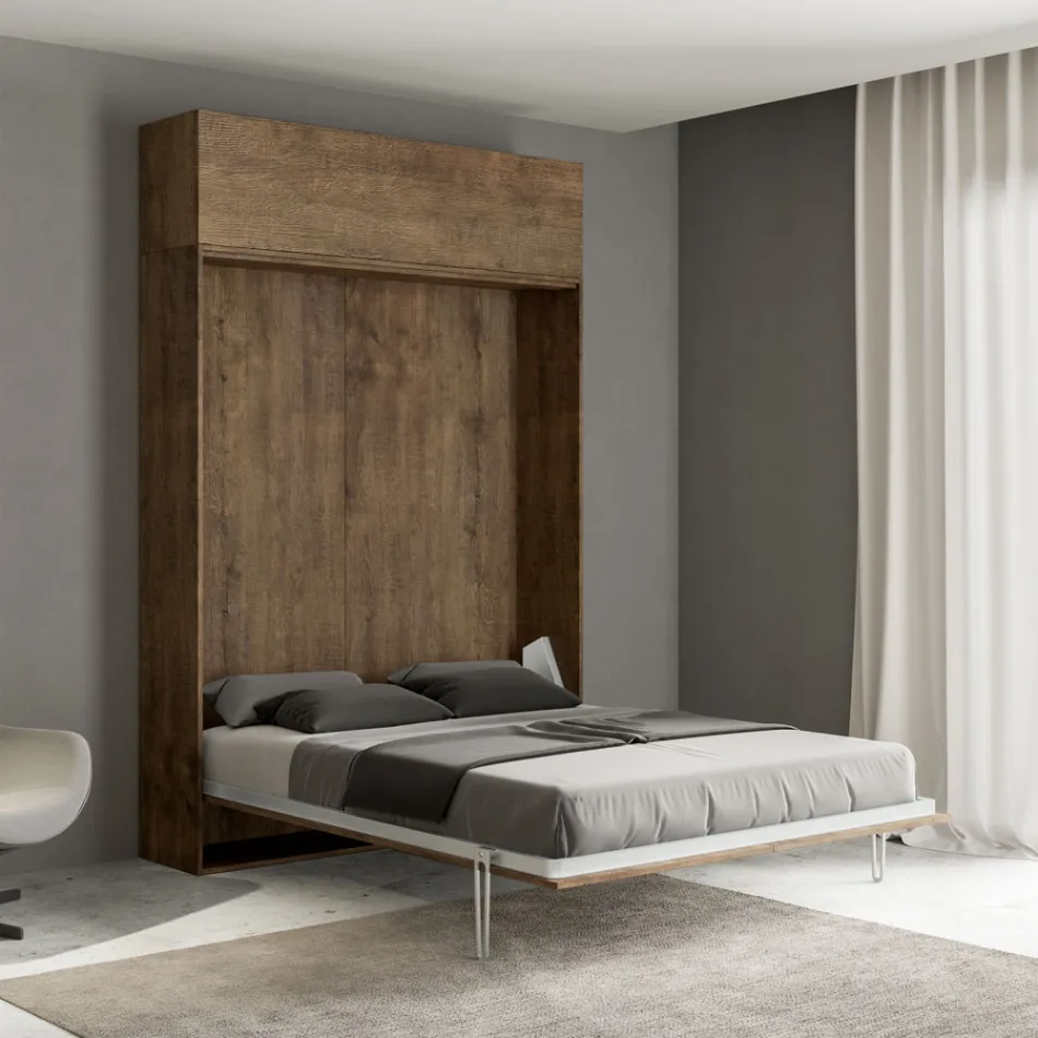 Letto Alla Francese a Scomparsa Verticale con Pensile - Magicompare Viadurini