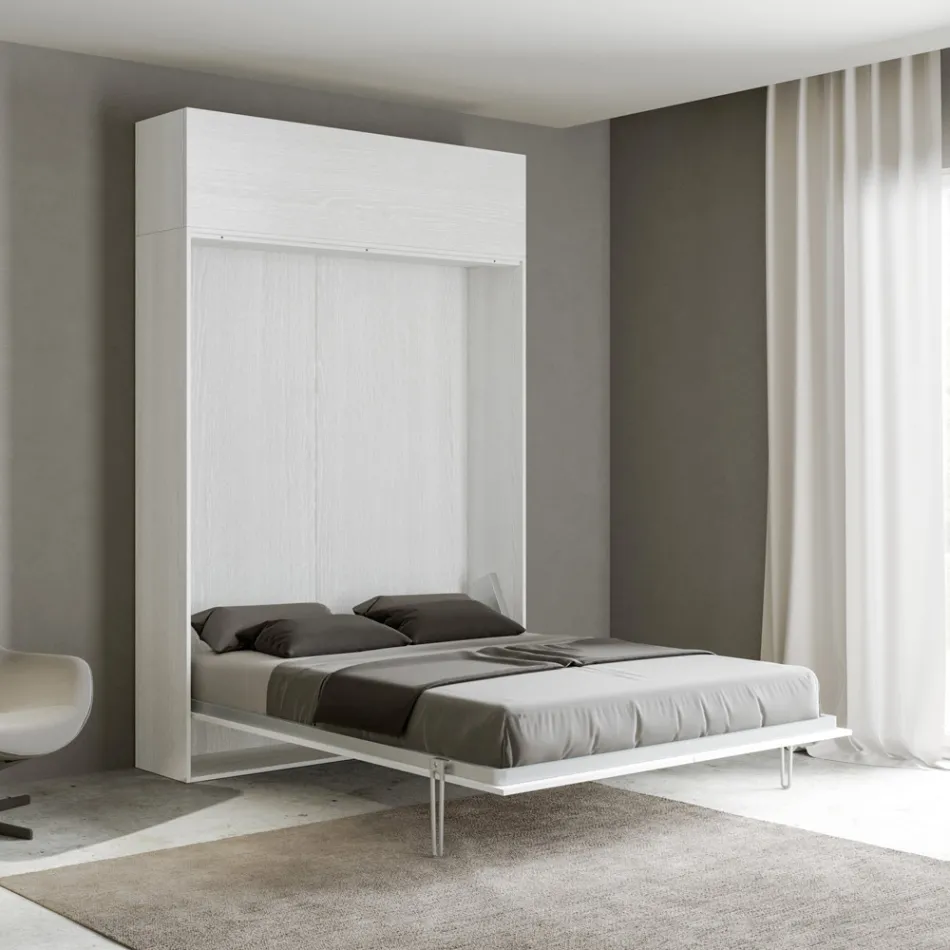 Letto Alla Francese a Scomparsa Verticale con Pensile - Magicompare Viadurini