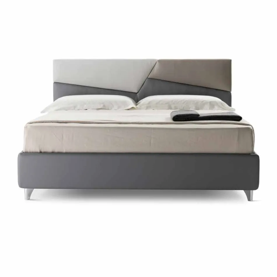 Letto con Contenitore Matrimoniale Imbottito in Ecopelle Made in Italy – Raggino Viadurini