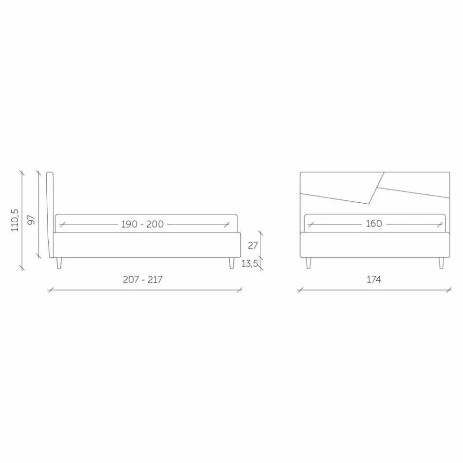 Letto con Contenitore Matrimoniale Imbottito in Ecopelle Made in Italy – Raggino Viadurini