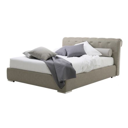 Letto con Contenitore Matrimoniale in Ecopelle o Tessuto Made in Italy – Bambola Viadurini