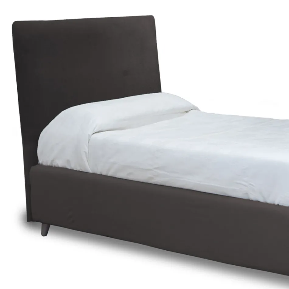 Letto da Una Piazza con Testiera in Tessuto Realizzato in Italia - Fiuto Viadurini