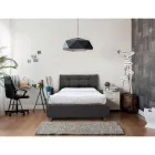 Letto da Una Piazza e Mezza con Testata Imbottita e Piedini Made in Italy - Aaron Viadurini