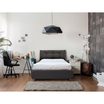 Letto da Una Piazza e Mezza con Testata Imbottita e Piedini Made in Italy - Aaron Viadurini