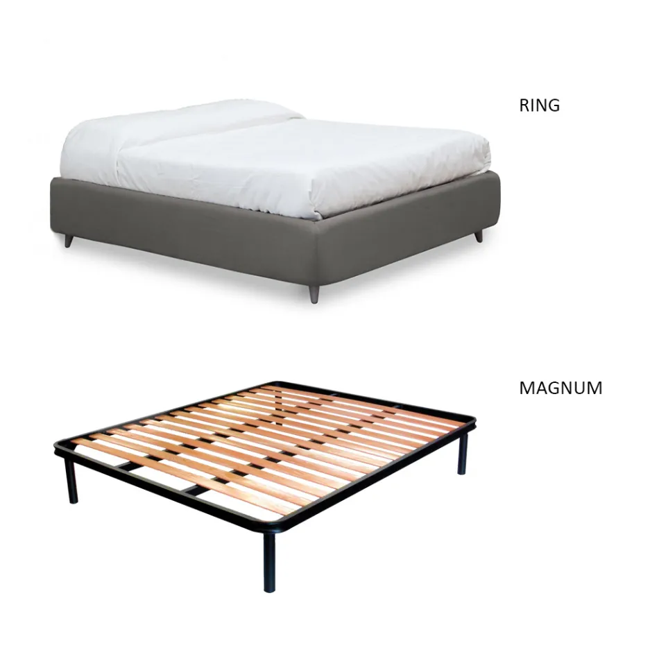 Letto da Una Piazza e Mezza con Testata Imbottita e Piedini Made in Italy - Aaron Viadurini