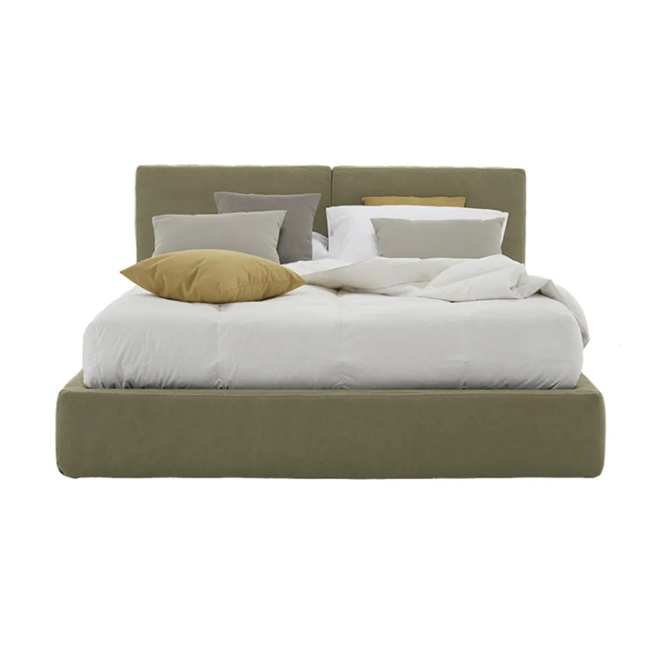 Letto Imbottito Matrimoniale con Box in Tessuto Ecopelle Made in Italy – Deserto Viadurini