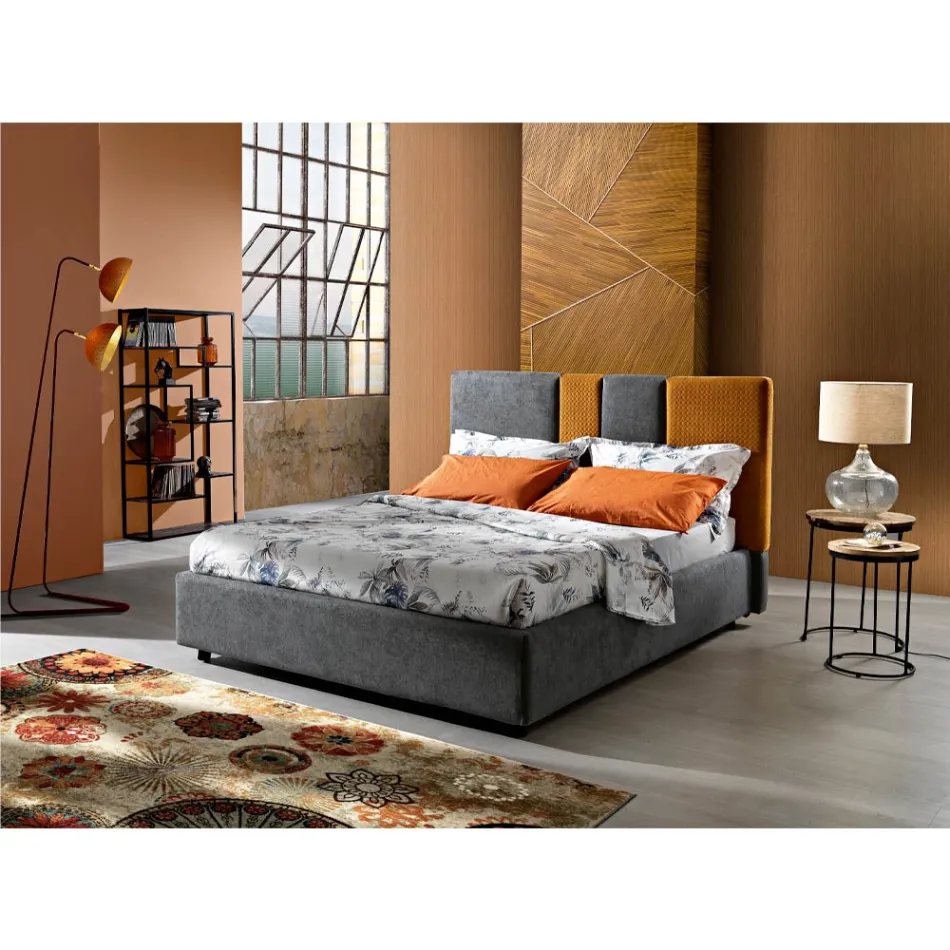 Letto Imbottito Matrimoniale Moderno con Pieghe o Trapuntato di Design - Thomas Viadurini