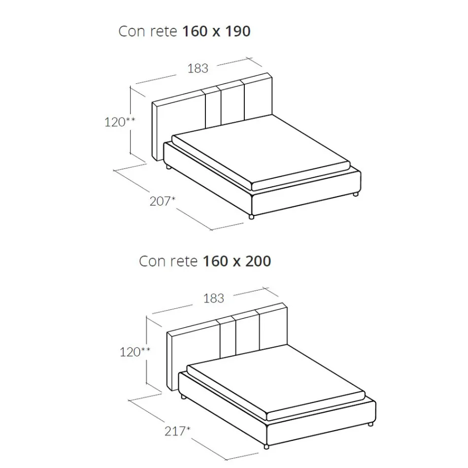 Letto Imbottito Matrimoniale Moderno con Pieghe o Trapuntato di Design - Thomas Viadurini