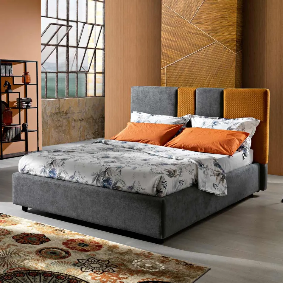 Letto Imbottito Matrimoniale Moderno con Pieghe o Trapuntato di Design - Thomas Viadurini