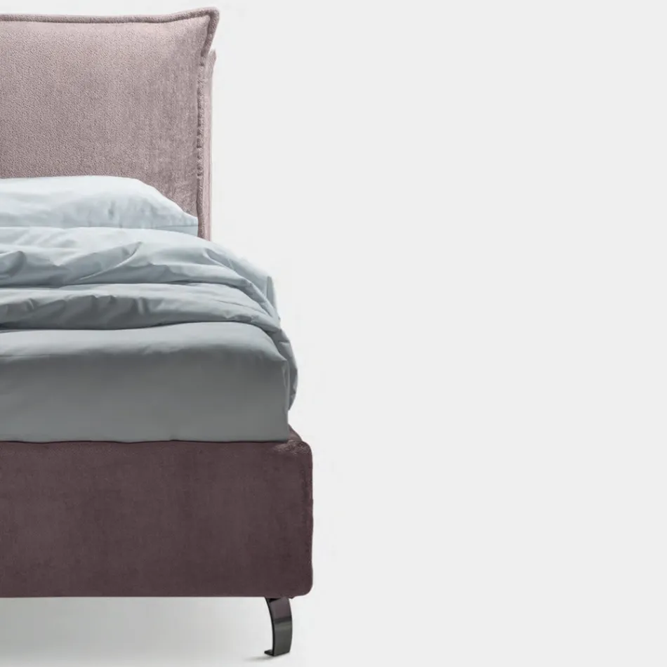 Letto Matrimoniale 160x190 con 2 Soffici Cuscinoni con Balza Perimetrale - Ernesta Viadurini