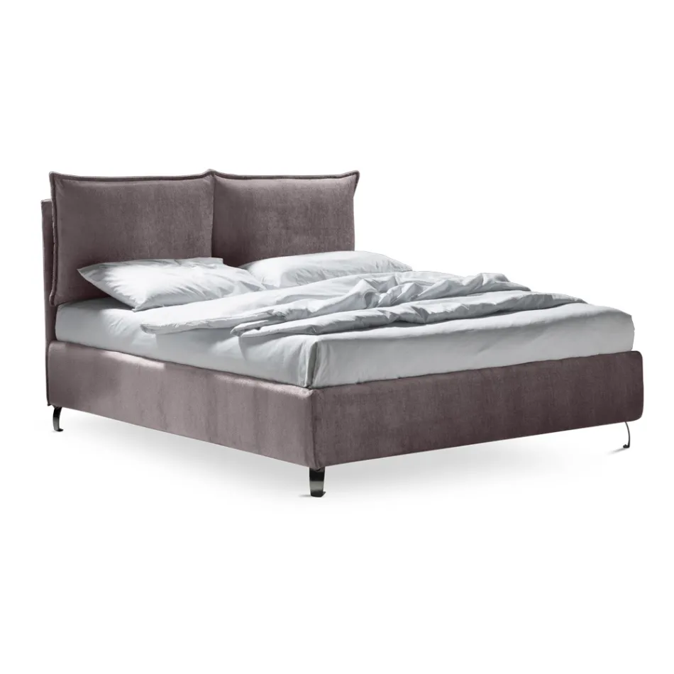 Letto Matrimoniale 160x190 con 2 Soffici Cuscinoni con Balza Perimetrale - Ernesta Viadurini