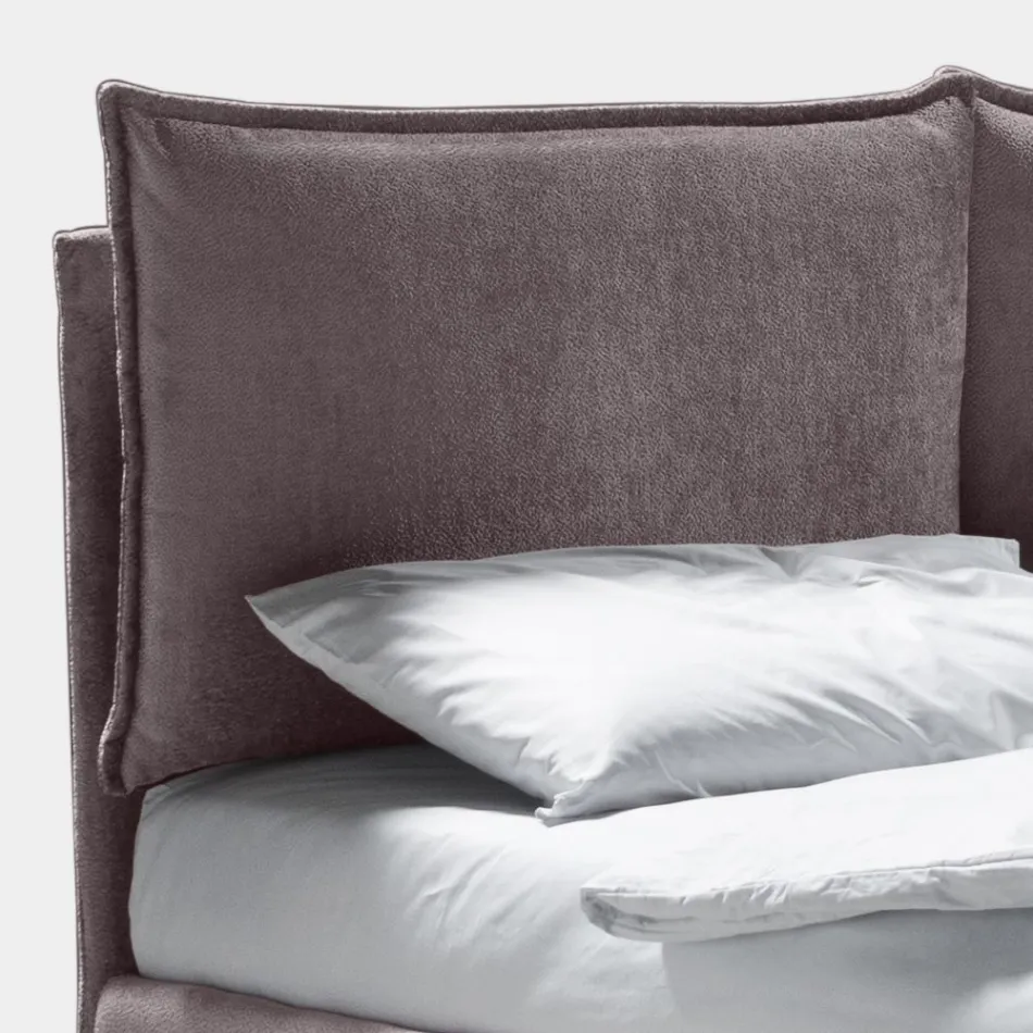 Letto Matrimoniale 160x190 con 2 Soffici Cuscinoni con Balza Perimetrale - Ernesta Viadurini