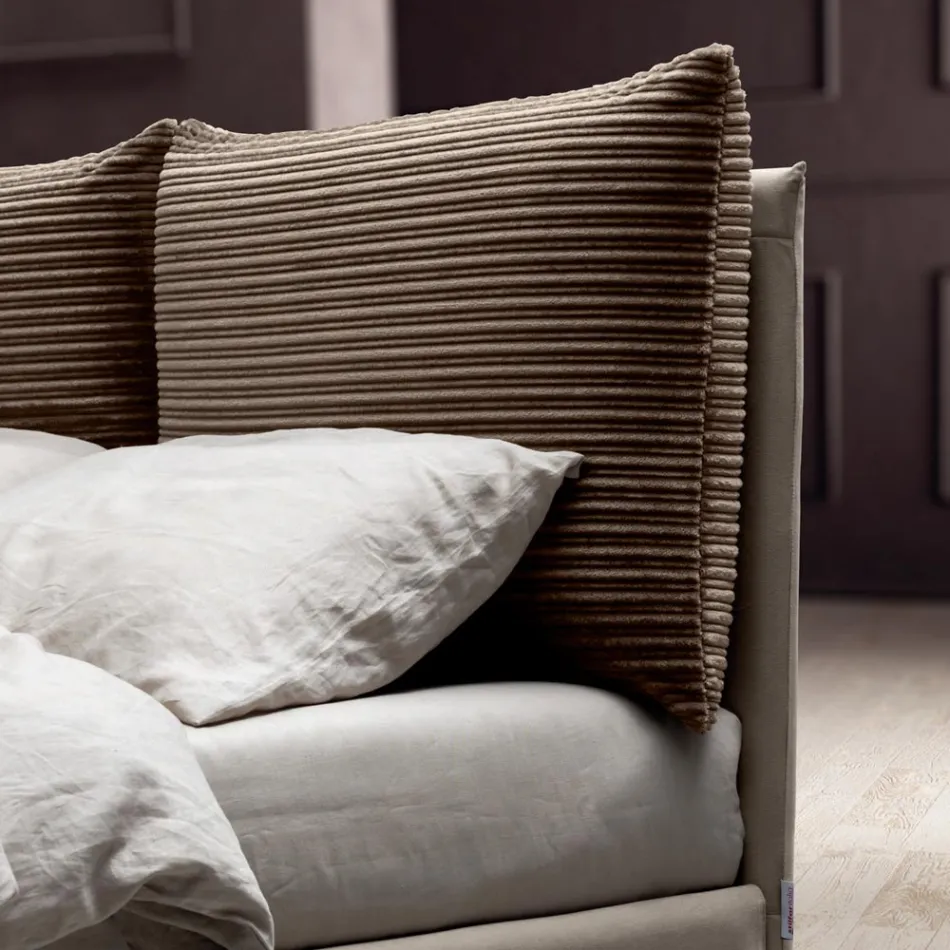 Letto Matrimoniale 160x190 con 2 Soffici Cuscinoni nella Testata - Tramonti Viadurini