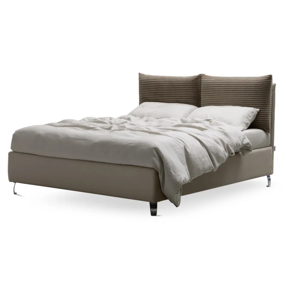 Letto Matrimoniale 160x190 con 2 Soffici Cuscinoni nella Testata - Tramonti Viadurini