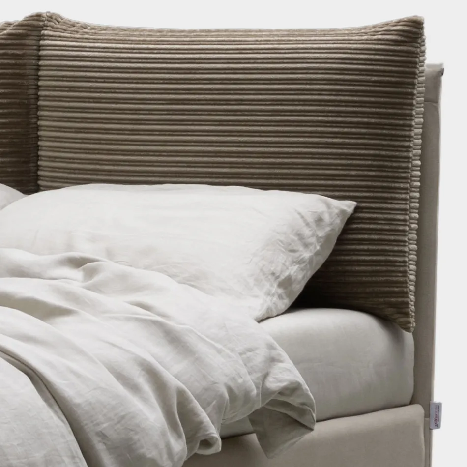 Letto Matrimoniale 160x190 con 2 Soffici Cuscinoni nella Testata - Tramonti Viadurini