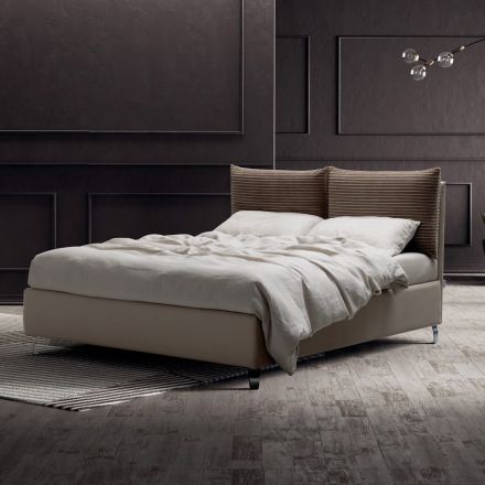 Letto Matrimoniale 160x190 con 2 Soffici Cuscinoni nella Testata - Tramonti Viadurini