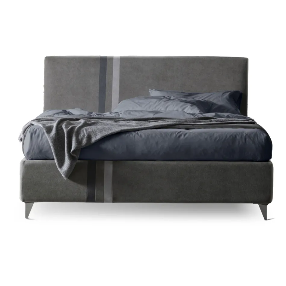 Letto Matrimoniale 160x190 con 2 Strisce Bicolore Verticali e Parallele - Paolo Viadurini