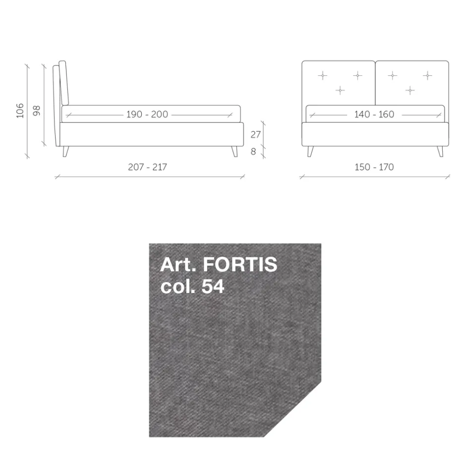 Letto Matrimoniale 160x190 con Bottoncini Decorativi nei Cuscinoni - Raggi Viadurini