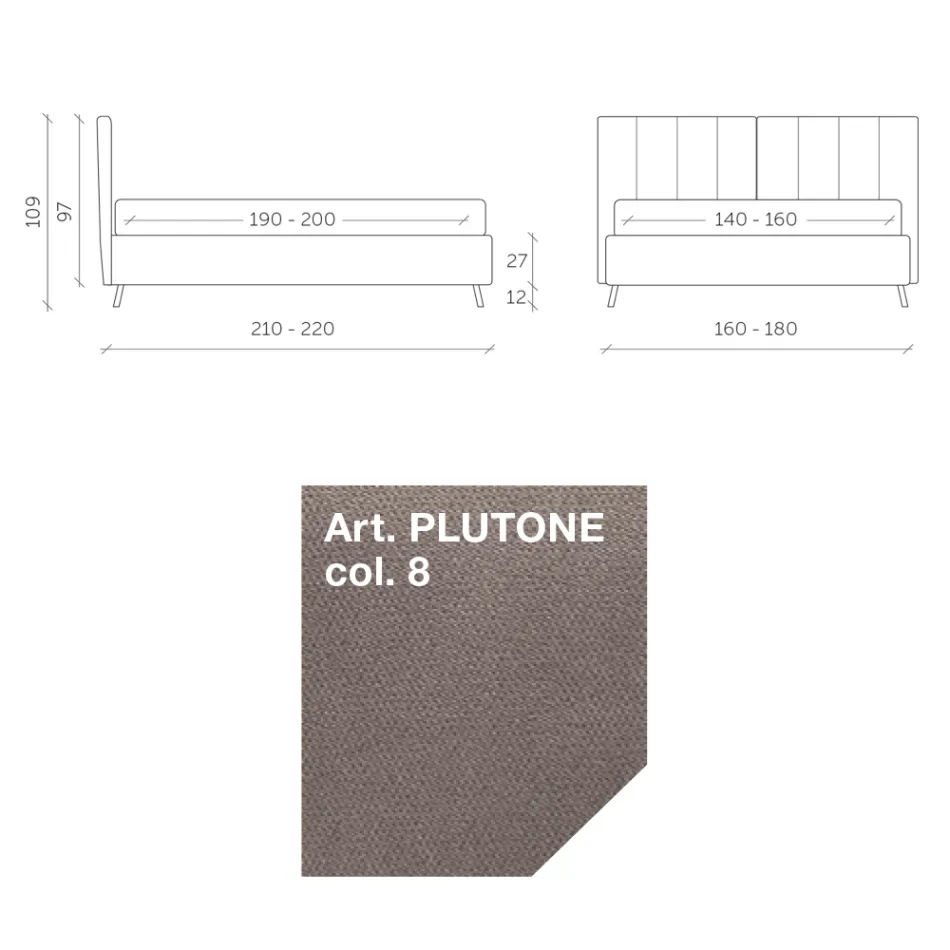 Letto Matrimoniale 160x190 con Imbottitura con Profili Cordonati Verticali - Nices Viadurini
