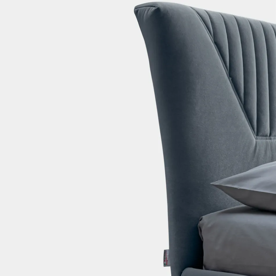 Letto Matrimoniale 160x190 con Inserti Trapuntati a Doghe Larghe - Fresche Viadurini
