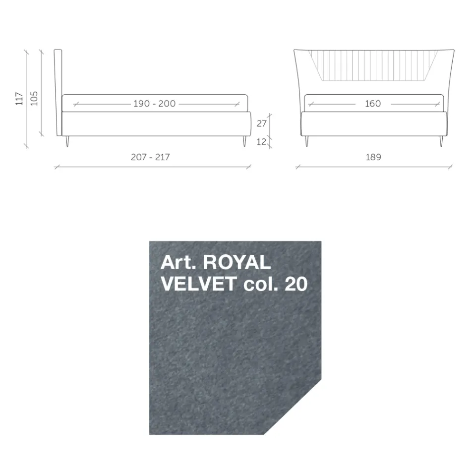 Letto Matrimoniale 160x190 con Inserti Trapuntati a Doghe Larghe - Fresche Viadurini