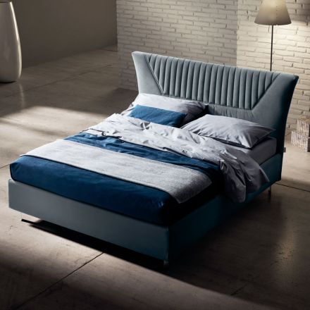 Letto Matrimoniale 160x190 con Inserti Trapuntati a Doghe Larghe - Fresche Viadurini