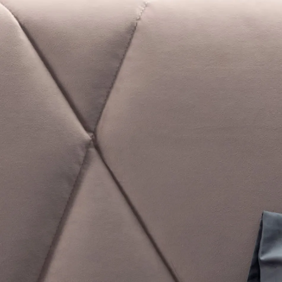 Letto Matrimoniale 160x190 con Lavorazione a Trapuntatura Geometrica - Ciottolino Viadurini