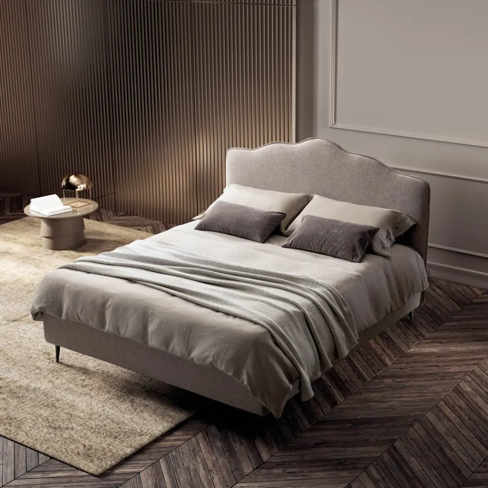 Letto Matrimoniale 160x190 con Testata a Balza Perimetrale Made in Italy - Riposo Viadurini