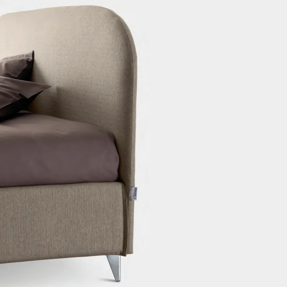 Letto Matrimoniale 160x190 con Testata a Linee Ricurve Made in Italy - Oriente Viadurini