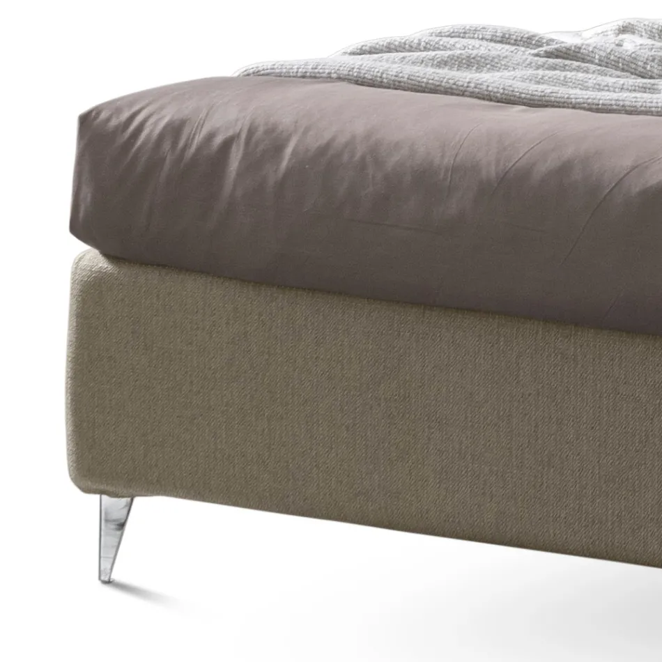 Letto Matrimoniale 160x190 con Testata a Linee Ricurve Made in Italy - Oriente Viadurini