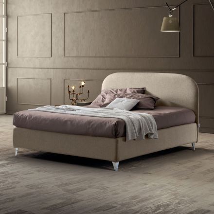 Letto Matrimoniale 160x190 con Testata a Linee Ricurve Made in Italy - Oriente Viadurini