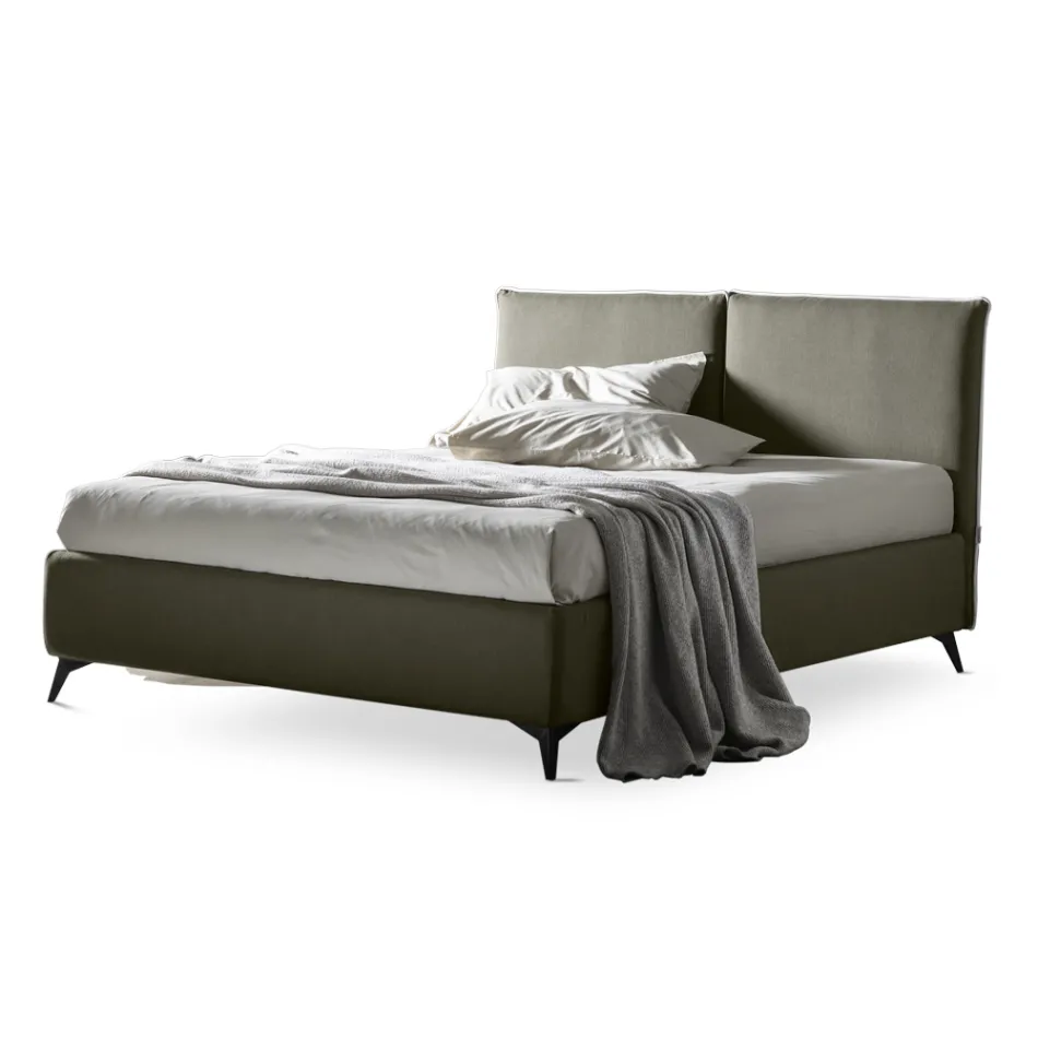 Letto Matrimoniale 160x190 con Testata Divisa Centralmente Made in Italy - Celesti Viadurini