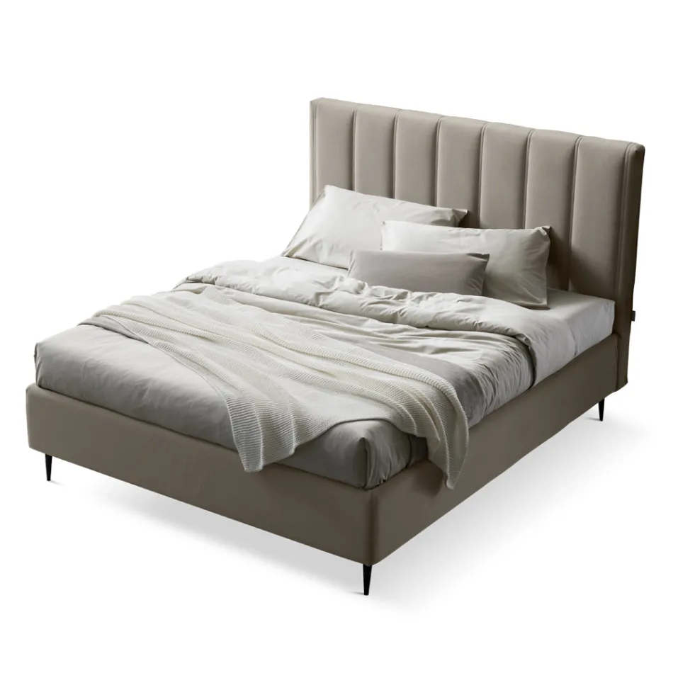 Letto Matrimoniale 160x190 con Trapuntatura a Fasce Larghe Verticali - Magan Viadurini