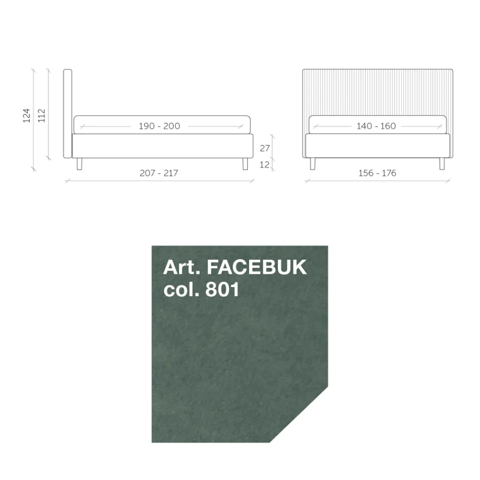 Letto Matrimoniale 160x190 con Trapuntatura a Fasce Strette Multi-Righe - Meduse Viadurini