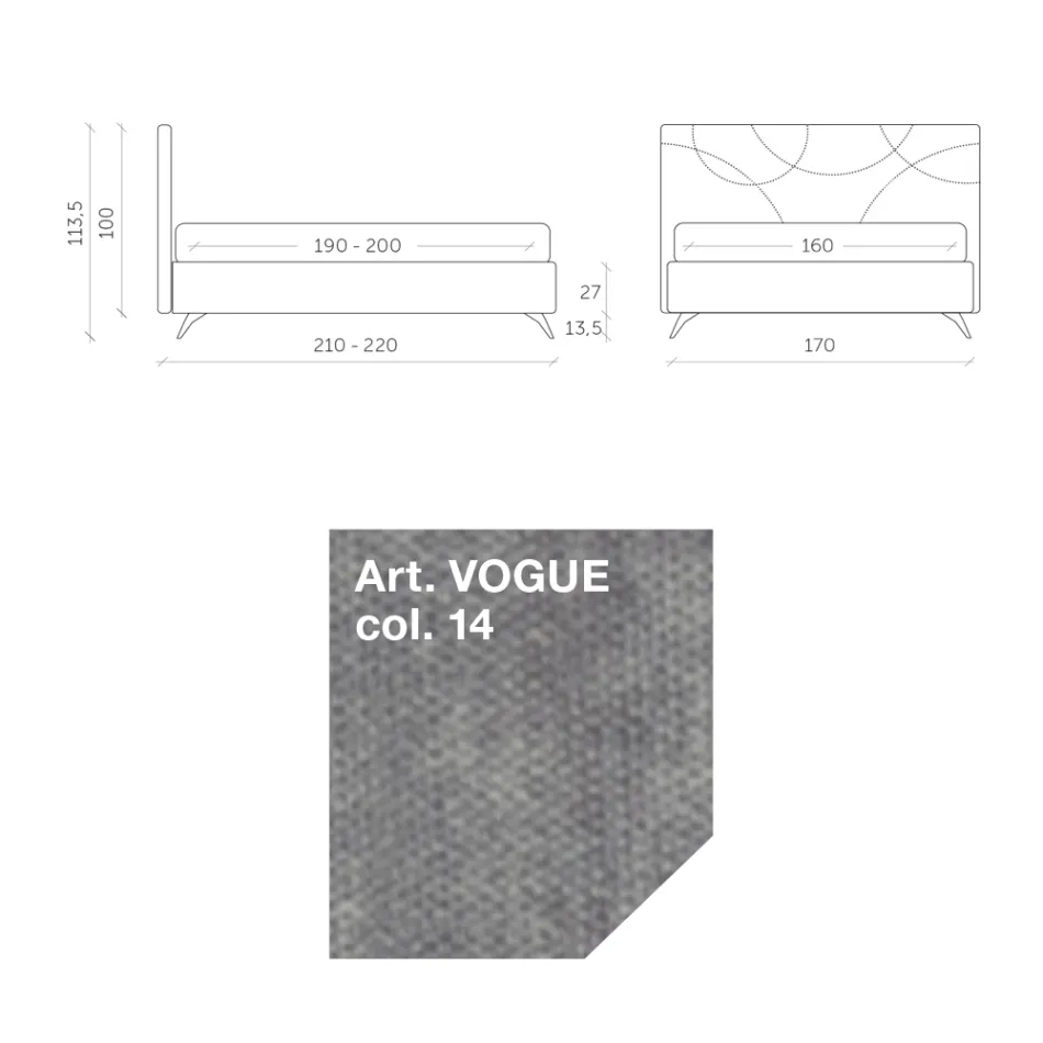 Letto Matrimoniale 160x190 con Trapuntatura di Curve ad Incroci - Girasole Viadurini