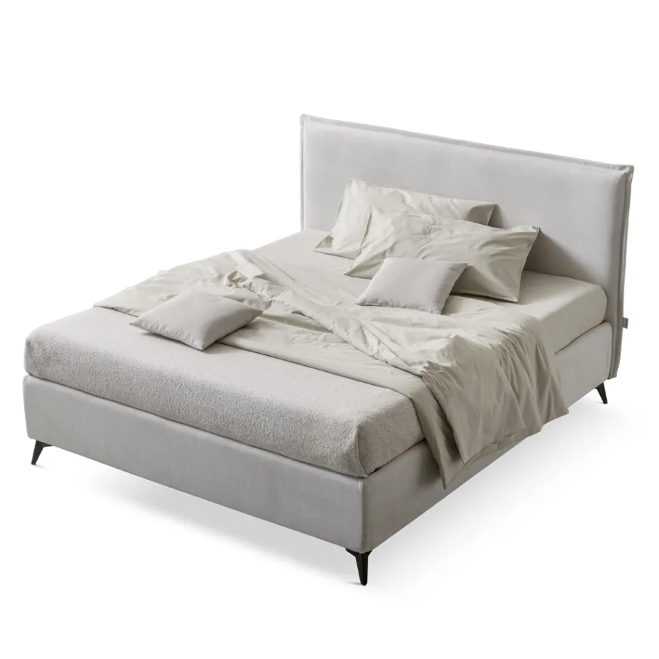 Letto Matrimoniale 160x190 in Tessuto con Piedi in Metallo Made in Italy - Sogni Viadurini