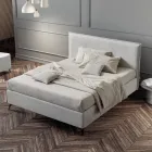 Letto Matrimoniale 160x190 in Tessuto con Piedi in Metallo Made in Italy - Sogni Viadurini