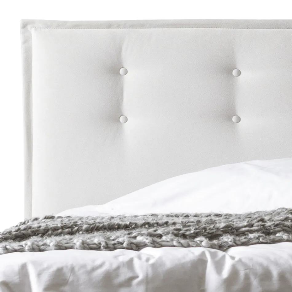 Letto Matrimoniale 160x190 in Tessuto con Testata con Bottoni Made in Italy - Sogni Viadurini