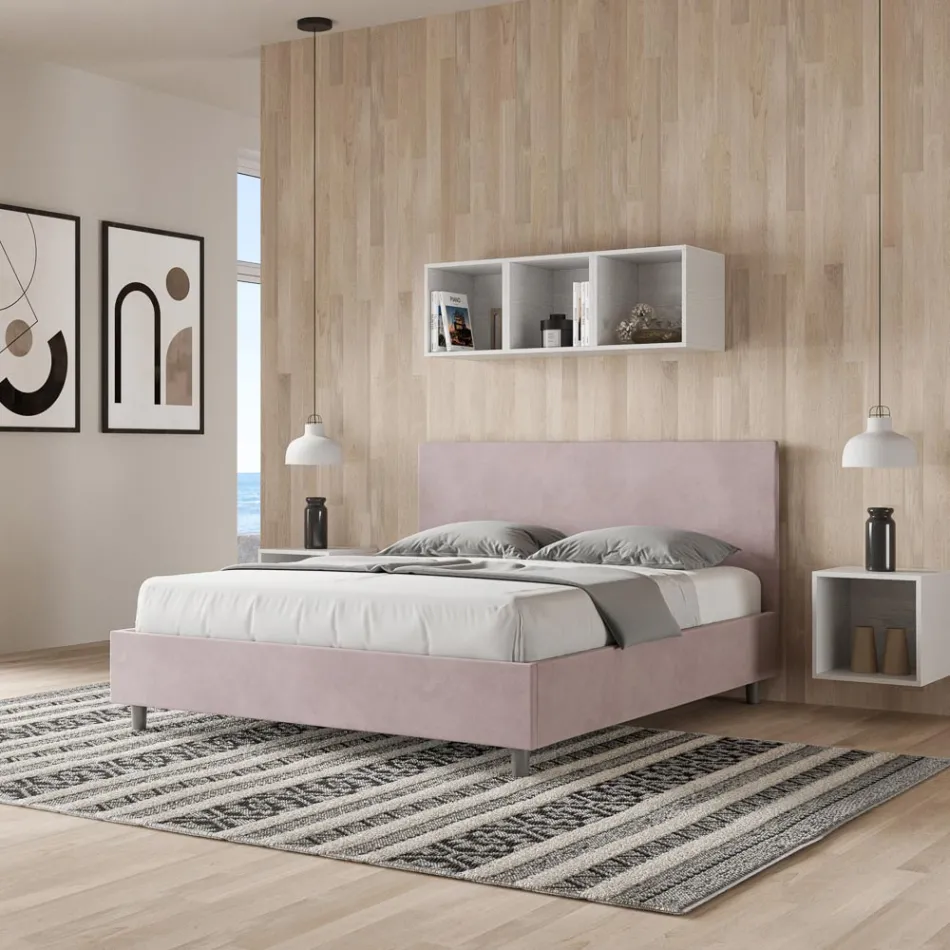 Letto Matrimoniale 160x200 cm con Testata in Microfibra Made in Italy - Pallone Viadurini
