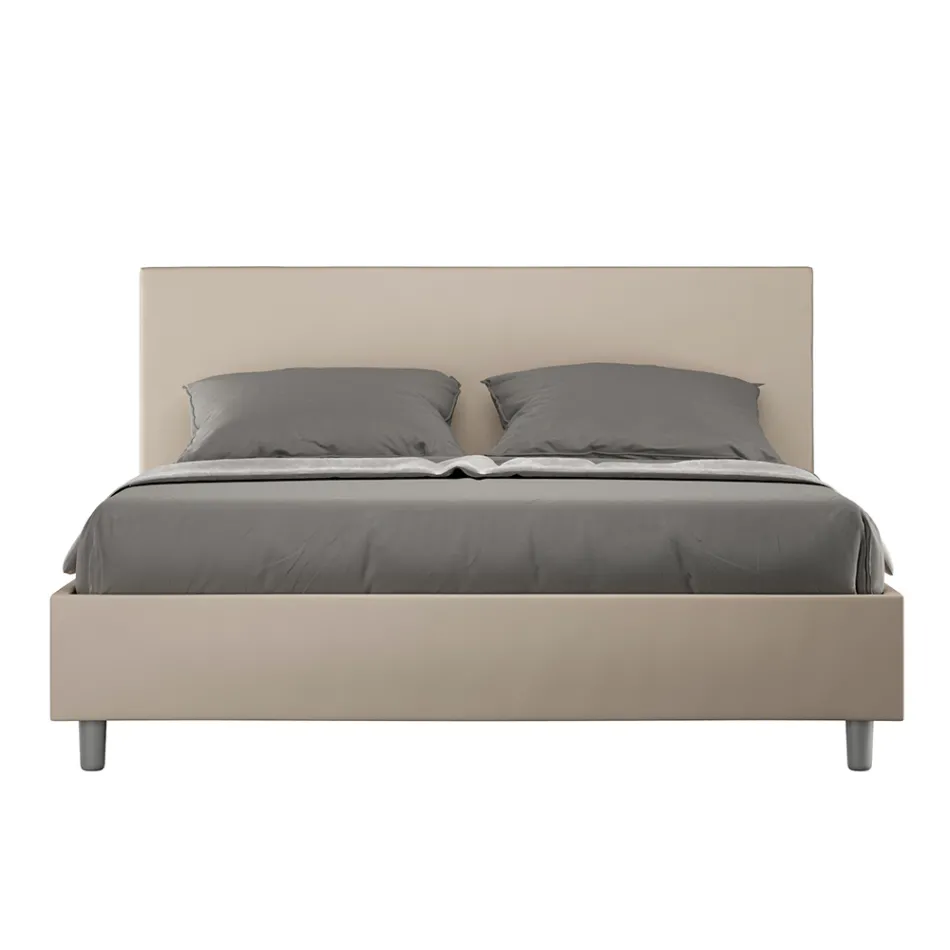 Letto Matrimoniale 160x200 cm con Testata in Similpelle Made in Italy - Pallone Viadurini