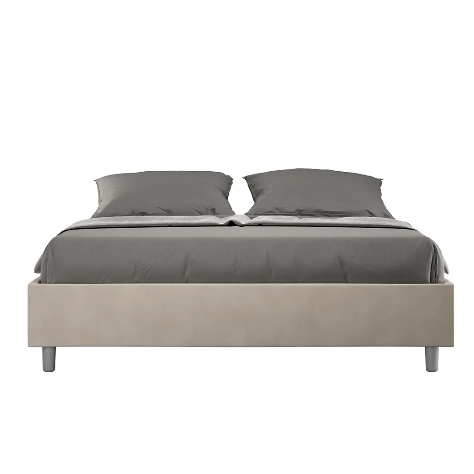 Letto Matrimoniale 160x200 cm Rivestito in Microfibra Made in Italy - Atleta Viadurini