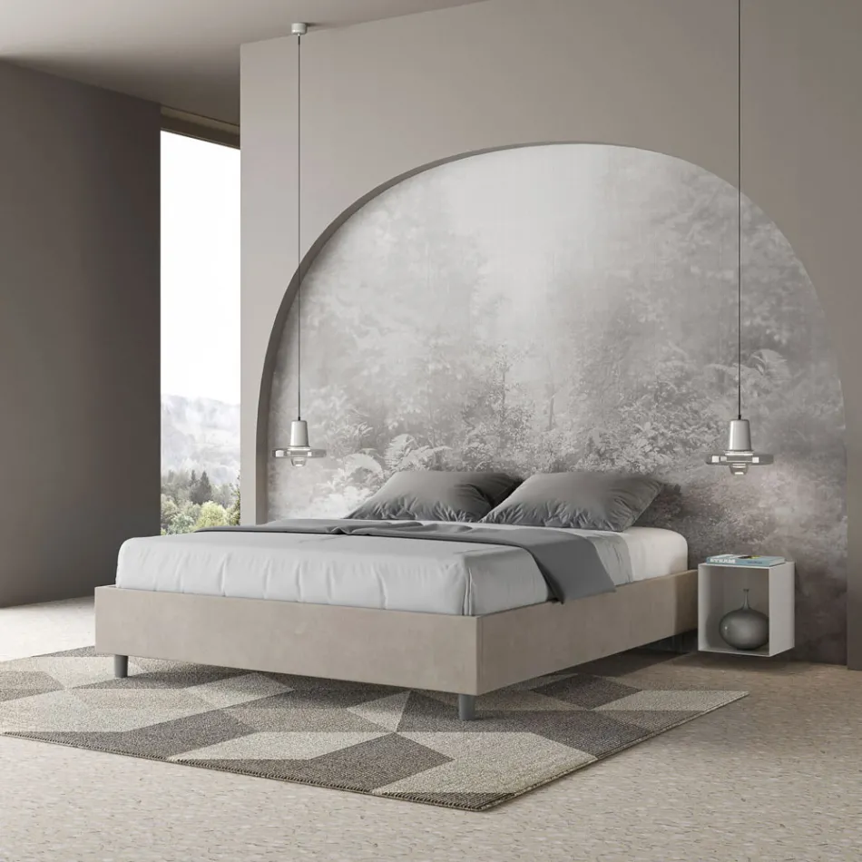 Letto Matrimoniale 160x200 cm Rivestito in Microfibra Made in Italy - Atleta Viadurini