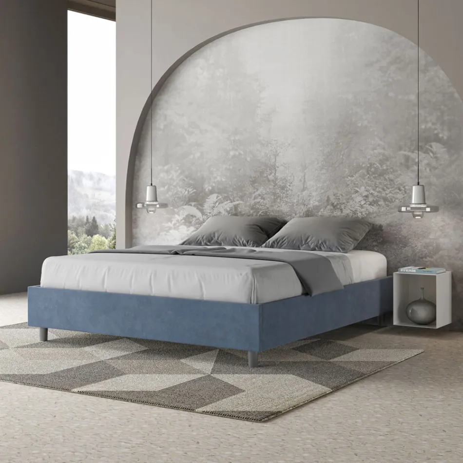 Letto Matrimoniale 160x200 cm Rivestito in Microfibra Made in Italy - Atleta Viadurini