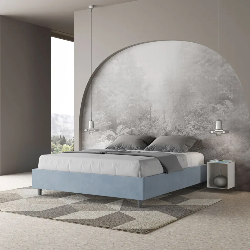 Letto Matrimoniale 160x200 cm Rivestito in Microfibra Made in Italy - Atleta Viadurini