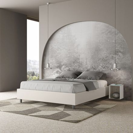 Letto Matrimoniale 160x200 cm Rivestito in Similpelle Made in Italy - Atleta Viadurini
