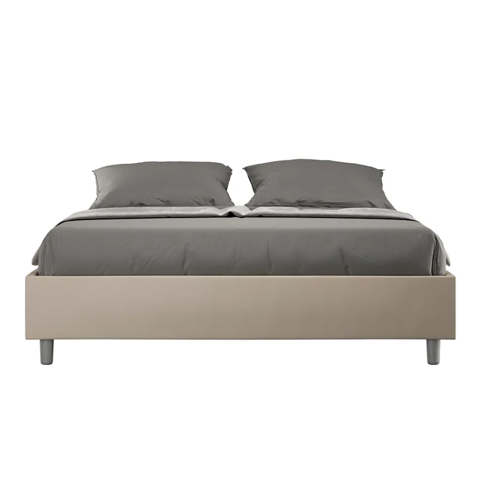 Letto Matrimoniale 160x200 cm Rivestito in Similpelle Made in Italy - Atleta Viadurini