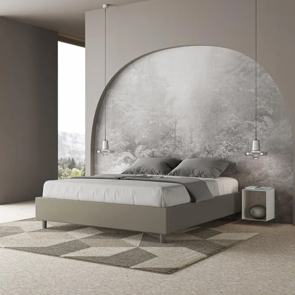 Letto Matrimoniale 160x200 cm Rivestito in Similpelle Made in Italy - Atleta Viadurini