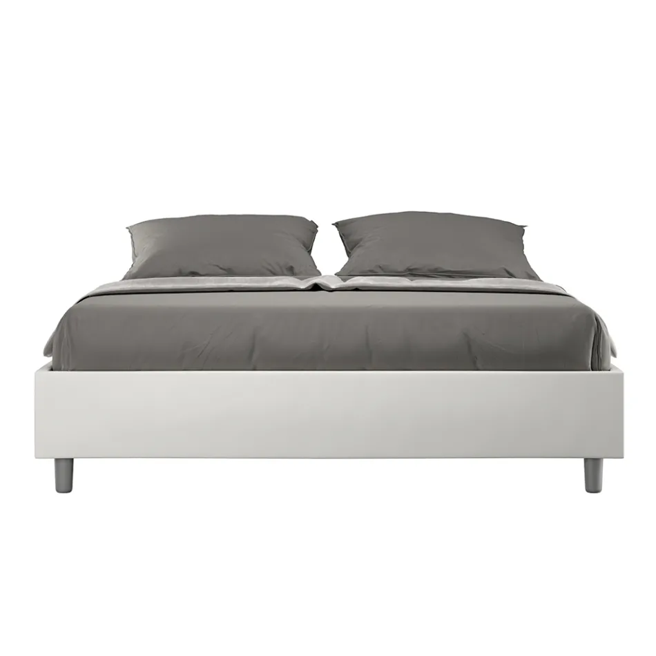 Letto Matrimoniale 160x200 cm Rivestito in Similpelle Made in Italy - Atleta Viadurini