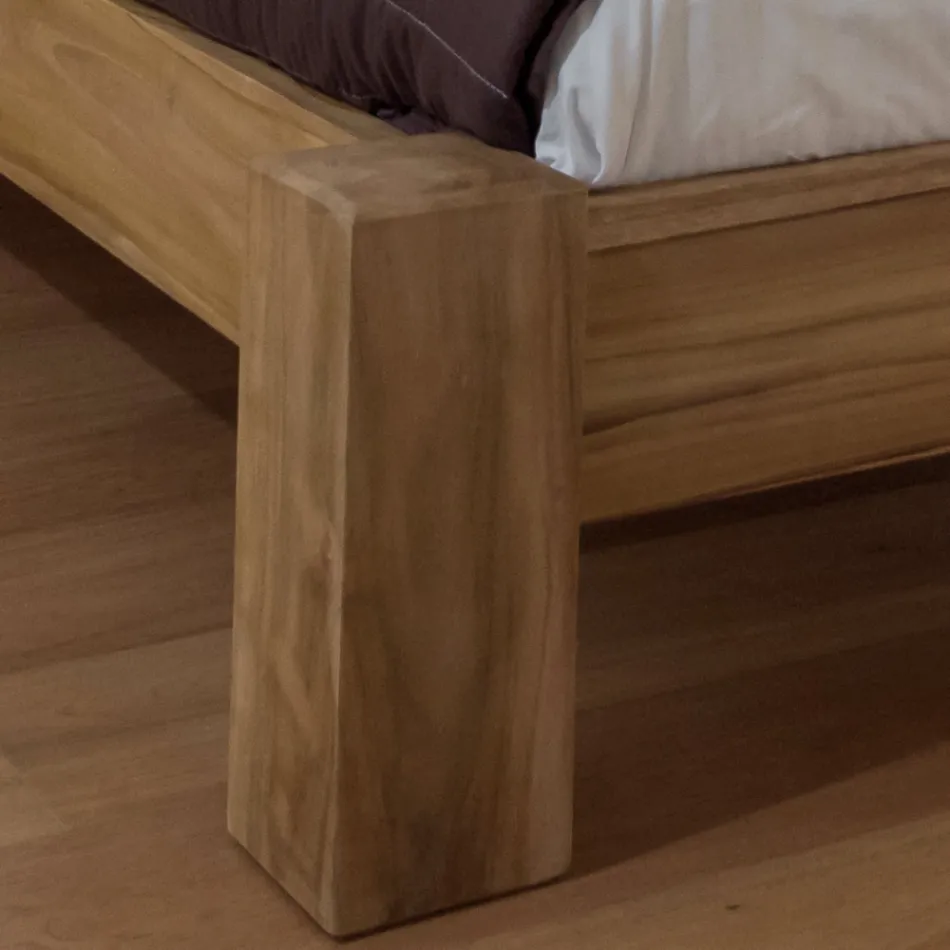 Letto Matrimoniale 160x200 Realizzato in Legno Teak Massello - Affresco Viadurini