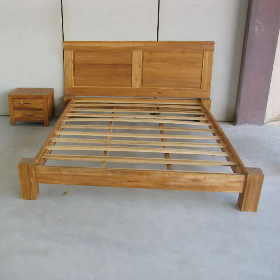 Letto Matrimoniale 160x200 Realizzato in Legno Teak Massello - Affresco Viadurini